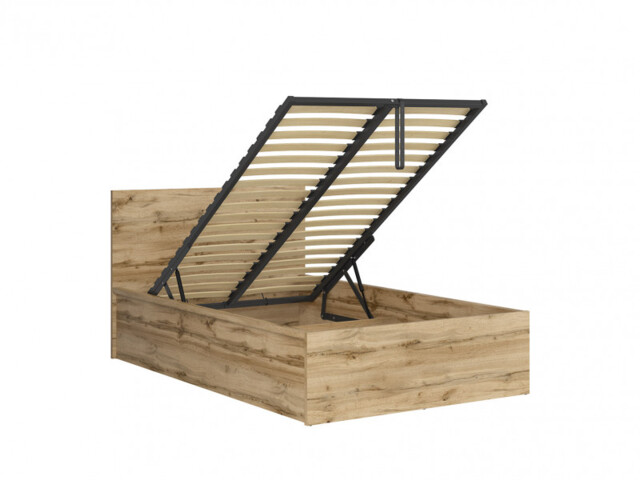 Modern Sturdy Ottoman Euro 120cm Small Double Bed Frame Gas Lift Up Storage Wotan Oak - Tetrix - image 1
