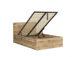 Modern Sturdy Ottoman Euro 120cm Small Double Bed Frame Gas Lift Up Storage Wotan Oak - Tetrix - thumbnail 1