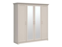 Large Mirror Wardrobe 4 Door Storage Cabinet Quadruple Wardrobe 2 Mirrored Doors Shaker Style Cashmere Beige - Anga - thumbnail 3