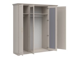 Large Mirror Wardrobe 4 Door Storage Cabinet Quadruple Wardrobe 2 Mirrored Doors Shaker Style Cashmere Beige - Anga - thumbnail 4