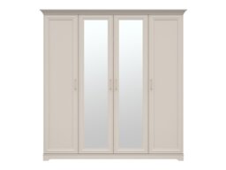 Large Mirror Wardrobe 4 Door Storage Cabinet Quadruple Wardrobe 2 Mirrored Doors Shaker Style Cashmere Beige - Anga - thumbnail 2