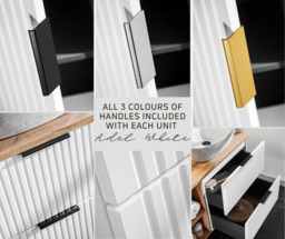 Cloakroom Vanity Unit Slimline White Ribbed Fluted 400mm Wall Hung Small Sink Cabinet - Adel - thumbnail 3