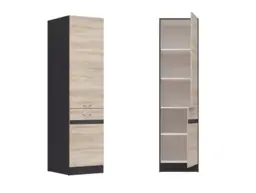 Kitchen Larder Unit 500mm Cabinet Pantry Cupboard Right Free Standing Storage Dark Wood Wenge / Oak Effect - Junona - thumbnail 1