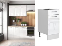 Kitchen Drawer Unit 400mm Narrow Cabinet Freestanding Slim Storage Cupboard White High Gloss - Ella - thumbnail 1