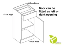 Kitchen Drawer Unit 400mm Narrow Cabinet Freestanding Slim Storage Cupboard White High Gloss - Ella - thumbnail 5