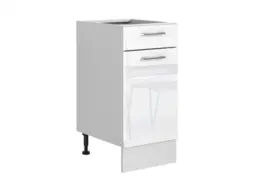 Kitchen Drawer Unit 400mm Narrow Cabinet Freestanding Slim Storage Cupboard White High Gloss - Ella - thumbnail 4