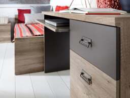 Bedroom Furniture Set: 6 Units Student Children's Study Room Storage Oak Effect / Grey Urban - Malcolm - thumbnail 2