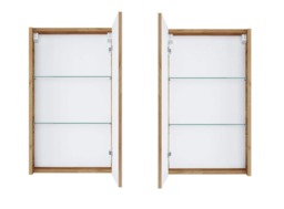 Bathroom Mirror Cabinet Mirrored Small Wall Unit Slimline Cupboard 400mm Storage Gold Craft Oak – Avir - thumbnail 5
