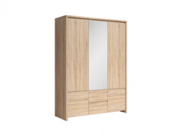 Modern Double Bedroom Furniture Set Triple Wardrobe Double Bed Sideboard Bedsides Sonoma Oak Finish - Kaspian - thumbnail 4