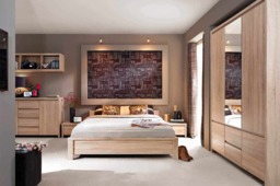 Triple Wardrobe with Drawers and Mirror Modern 3 Door Handlless Storage Sonoma Oak - Kaspian - thumbnail 2
