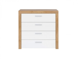 90cm Chest of Drawers Modern Living Room Bedroom Storage Cabinet 4 Drawer Unit Oak and White Gloss - Balder - thumbnail 4