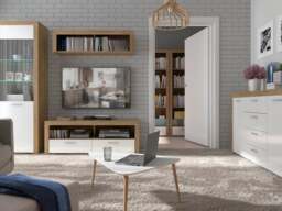 90cm Chest of Drawers Modern Living Room Bedroom Storage Cabinet 4 Drawer Unit Oak and White Gloss - Balder - thumbnail 2
