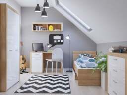 90cm Chest of Drawers Modern Living Room Bedroom Storage Cabinet 4 Drawer Unit Oak and White Gloss - Balder - thumbnail 3