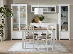 Glass Display Cabinet Tall Glazed Unit Slim Dresser with Drawers LED Lights Modern White Matt - Kaspian - thumbnail 2