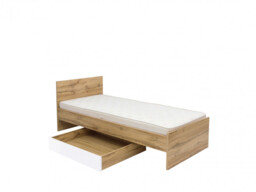 Children's Bedroom 6-Piece Furniture Set Single Bed Wardrobe Desk Modern White Gloss / Oak - Zele - thumbnail 2