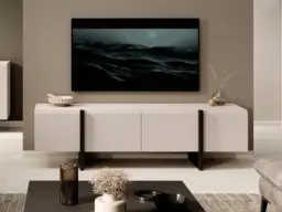 Beige TV Cabinet Media Stand 160cm Entertainment Unit for up to 65 inch TV Modern Cashmere Black - Kiznie