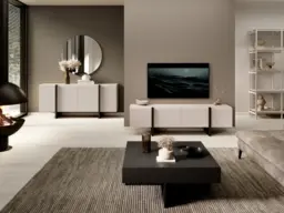 Beige TV Cabinet Media Stand 160cm Entertainment Unit for up to 65 inch TV Modern Cashmere Black - Kiznie - thumbnail 2