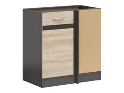 Kitchen Base Corner Unit Right Door 1m Cupboard 100cm L Shaped Dark Wood Wenge / Oak Effect - Junona - thumbnail 2