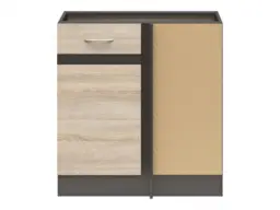 Kitchen Base Corner Unit Right Door 1m Cupboard 100cm L Shaped Dark Wood Wenge / Oak Effect - Junona - thumbnail 1