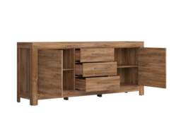 Extra Large Sideboard Wide Dresser Modern 2m Long Buffet Cabinet Drawer Storage Unit 200cm Medium Oak - Gent - thumbnail 4
