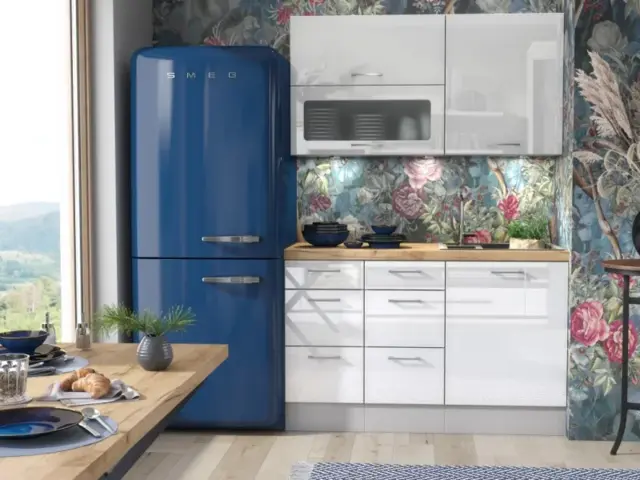 Kitchen Cabinets Cupboard Set 5 Units 6 Drawers 140cm Soft Close White High Gloss - Ella - image 1