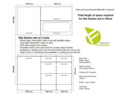 Kitchen Cabinets Cupboard Set 5 Units 6 Drawers 140cm Soft Close White High Gloss - Ella - thumbnail 2