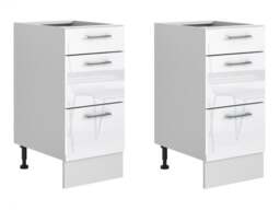 Kitchen Cabinets Cupboard Set 5 Units 6 Drawers 140cm Soft Close White High Gloss - Ella - thumbnail 3