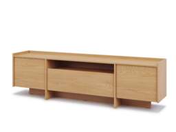 Large TV Stand Cabinet 200cm Wide Modern Storage Unit Washed Light Oak Handleless - Japandi - thumbnail 4
