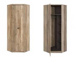Small Corner Wardrobe L Shaped Free Standing Reversible Single Door Storage Urban Rustic Oak Effect - Malcolm