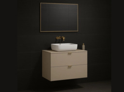 Bathroom Sink Unit with Drawers Beige Countertop 600mm Floating Cabinet Wall Vanity with Basin Cashmere - Dalia