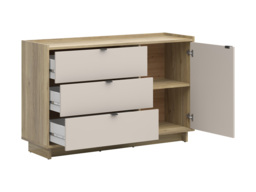 Beige Sideboard Cabinet with Drawers Oak Buffet Living Room Bedroom Large Storage Unit - Dalva - thumbnail 4