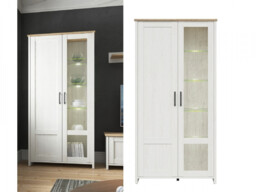 Scandi 3 Item Living Room Furniture Set with Soft Closing and LEDs White Pine/Oak Effect Finish - Loksa - thumbnail 3