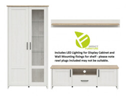 Scandi 3 Item Living Room Furniture Set with Soft Closing and LEDs White Pine/Oak Effect Finish - Loksa - thumbnail 2