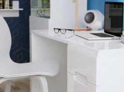 Desk with Drawer Large Computer Desk for Home Office Study White Gloss Modern - Azteca Trio - thumbnail 2