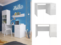 Desk with Drawer Large Computer Desk for Home Office Study White Gloss Modern - Azteca Trio - thumbnail 1