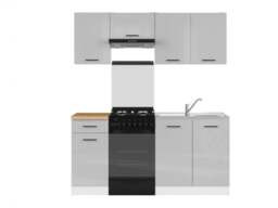 Kitchen Cabinet Set Kitchenette Units Modern Freestanding 5 Cupboards Light Grey Gloss 170cm DIY Complete - Junona - thumbnail 2