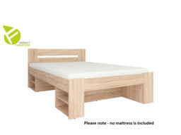 Double Bed Frame Storage Shelves Wooden Euro 140cm Bed Slats Sonoma Oak Finish - Nepo - thumbnail 3