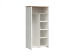 Scandi 2 Door Wardrobe Storage Cabinet WITH Extra Shelving Soft Closing White Pine/Oak Effect Finish - Loksa - thumbnail 3