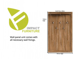 Modern Wall Mounted Entrance Hall Hallway Coat Hanger with 5 Hooks and Storage Shelf Medium Oak Effect - Gent - thumbnail 4