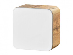 Small Bathroom Cabinet Wall Mounted Square Storage Unit Modern Floating Cube White Gloss and Oak Scandi - Aruba - thumbnail 4