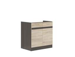 Under Sink Cabinet 800mm Kitchen Sink Unit 2 Door Cupboard Dark Wood Wenge / Oak Effect - Junona - thumbnail 2