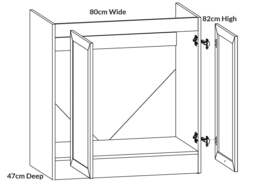 Under Sink Cabinet 800mm Kitchen Sink Unit 2 Door Cupboard Dark Wood Wenge / Oak Effect - Junona - thumbnail 4