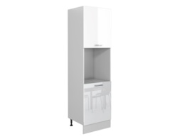 Tall Oven Housing Unit Kitchen Cabinet 600mm Carcass for Single Eye Level Oven White Gloss - Ella - thumbnail 3