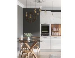 Tall Oven Housing Unit Kitchen Cabinet 600mm Carcass for Single Eye Level Oven White Gloss - Ella - thumbnail 2