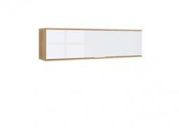 Wall Cupboard Living Room Cabinet Lounge Wall Unit Modern Lift Up Door Storage White Gloss and Oak Effect - Zele - thumbnail 4