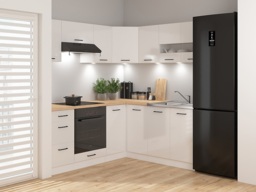 Kitchen Wall Unit 500mm Cabinet Modern Cupboard 50cm Chalk White Gloss Compact Storage - Junona - thumbnail 3
