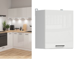 Kitchen Wall Unit 500mm Cabinet Modern Cupboard 50cm Chalk White Gloss Compact Storage - Junona - thumbnail 1