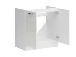 Under Sink Kitchen Cabinet 800mm Sink Unit Modern Free Standing Cupboard White Chalk Gloss - Junona - thumbnail 4