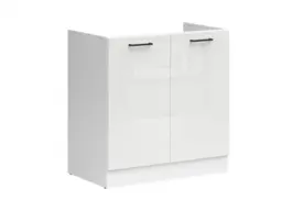 Under Sink Kitchen Cabinet 800mm Sink Unit Modern Free Standing Cupboard White Chalk Gloss - Junona - thumbnail 3