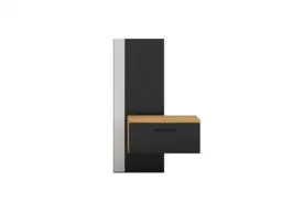 Bedside Table with LED Lights Right Side Cabinet with Drawer Nightstand Oak and Black – Maio - thumbnail 4